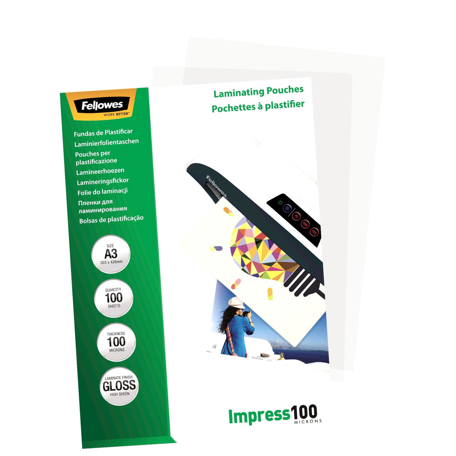 LAMINATOR POUCH GLOSSY/A3 100 100PCS 5351205 FELLOWES