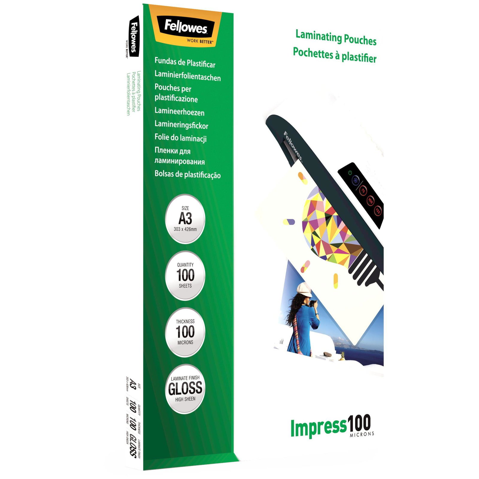 LAMINATOR POUCH GLOSSY/A3 100 100PCS 5351205 FELLOWES