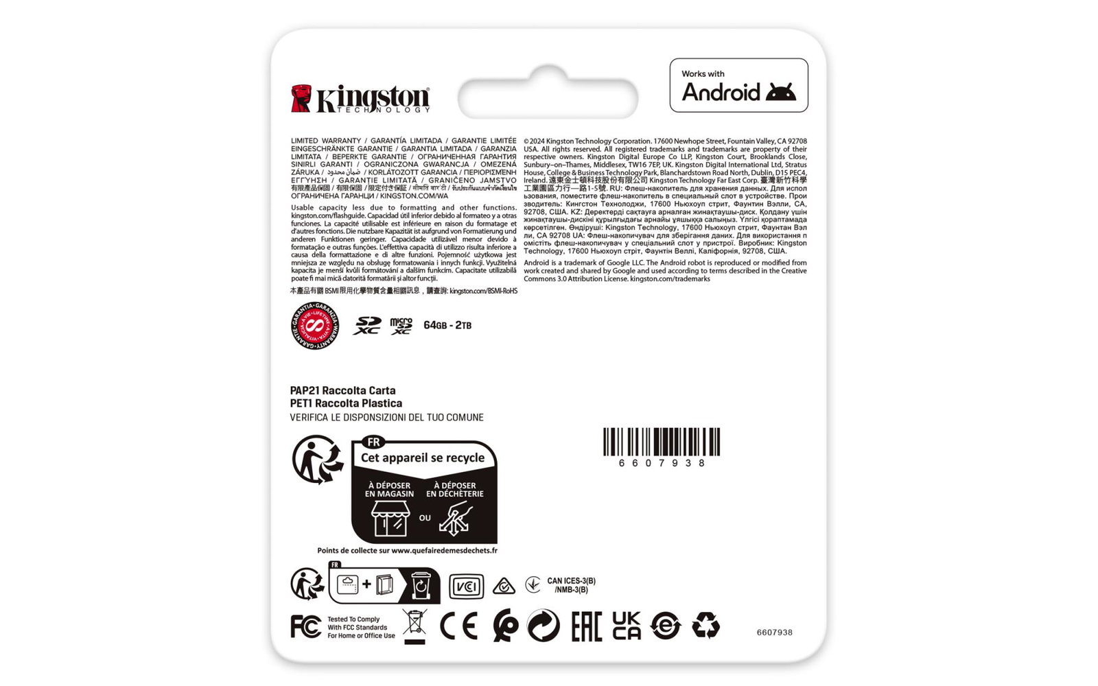 MEMORY MICRO SDXC 64GB UHS-I/1PACK SDCG4/64GBSP KINGSTON