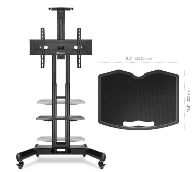 TV SET ACC SHELF MOBILE STAND/BLACK APT1551-B ONKRON
