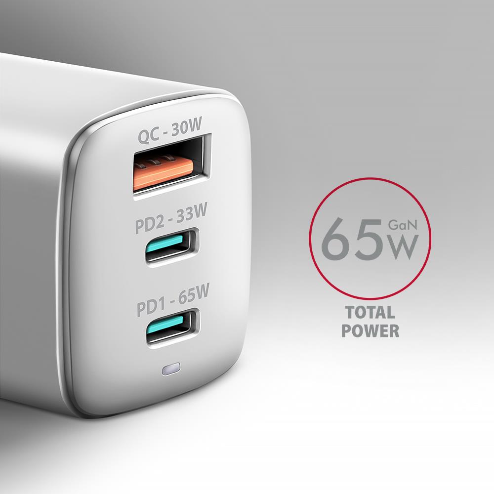 MOBILE CHARGER WALL USB 65W/GAN 3PORT ACU-DPQ65W AXAGON