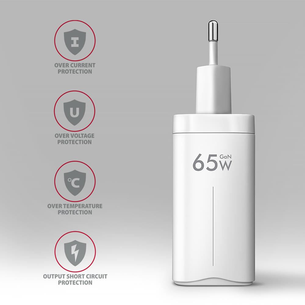 MOBILE CHARGER WALL USB 65W/GAN 3PORT ACU-DPQ65W AXAGON