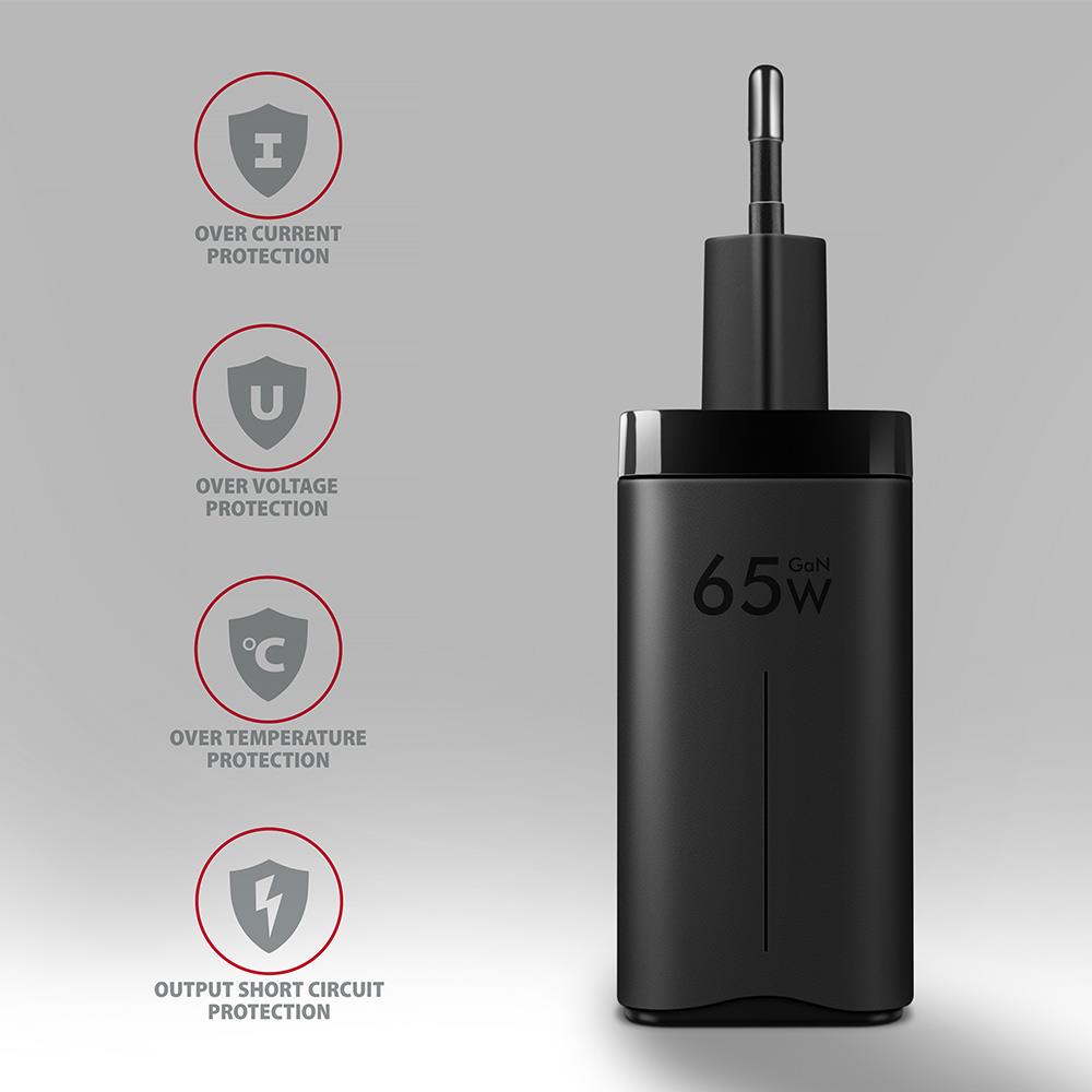 MOBILE CHARGER WALL USB 65W/GAN 3PORT ACU-DPQ65 AXAGON