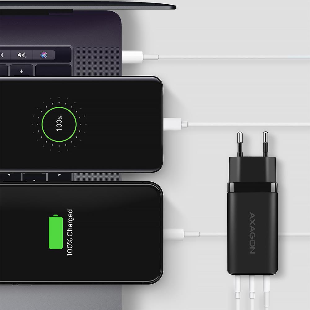 MOBILE CHARGER WALL USB 65W/GAN 3PORT ACU-DPQ65 AXAGON