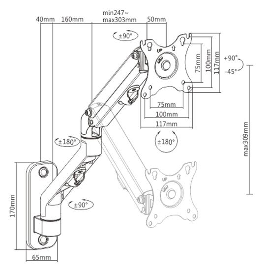 DISPLAY ACC MOUNTING ARM 27/MA-WA1-02 GEMBIRD