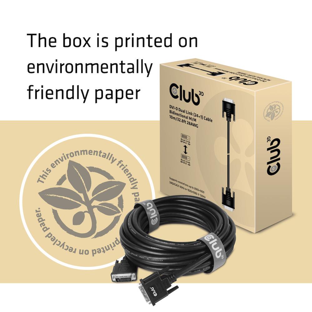 CABLE DVI-D TO DVI-D 10M/M/M CAC-1220 CLUB3D