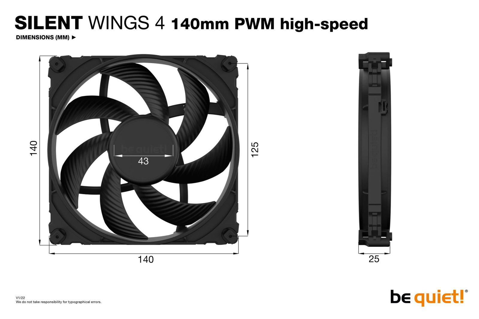 CASE FAN 140MM SILENT WINGS 4/BL097 BE QUIET