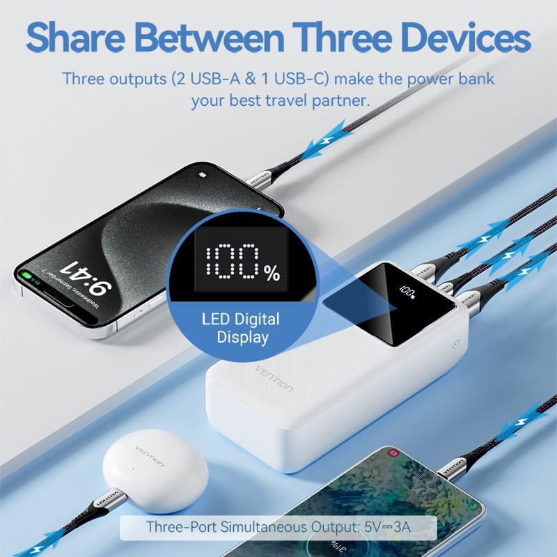 POWER BANK USB 30000MAH 22.5W/WHITE FHMW0 VENTION