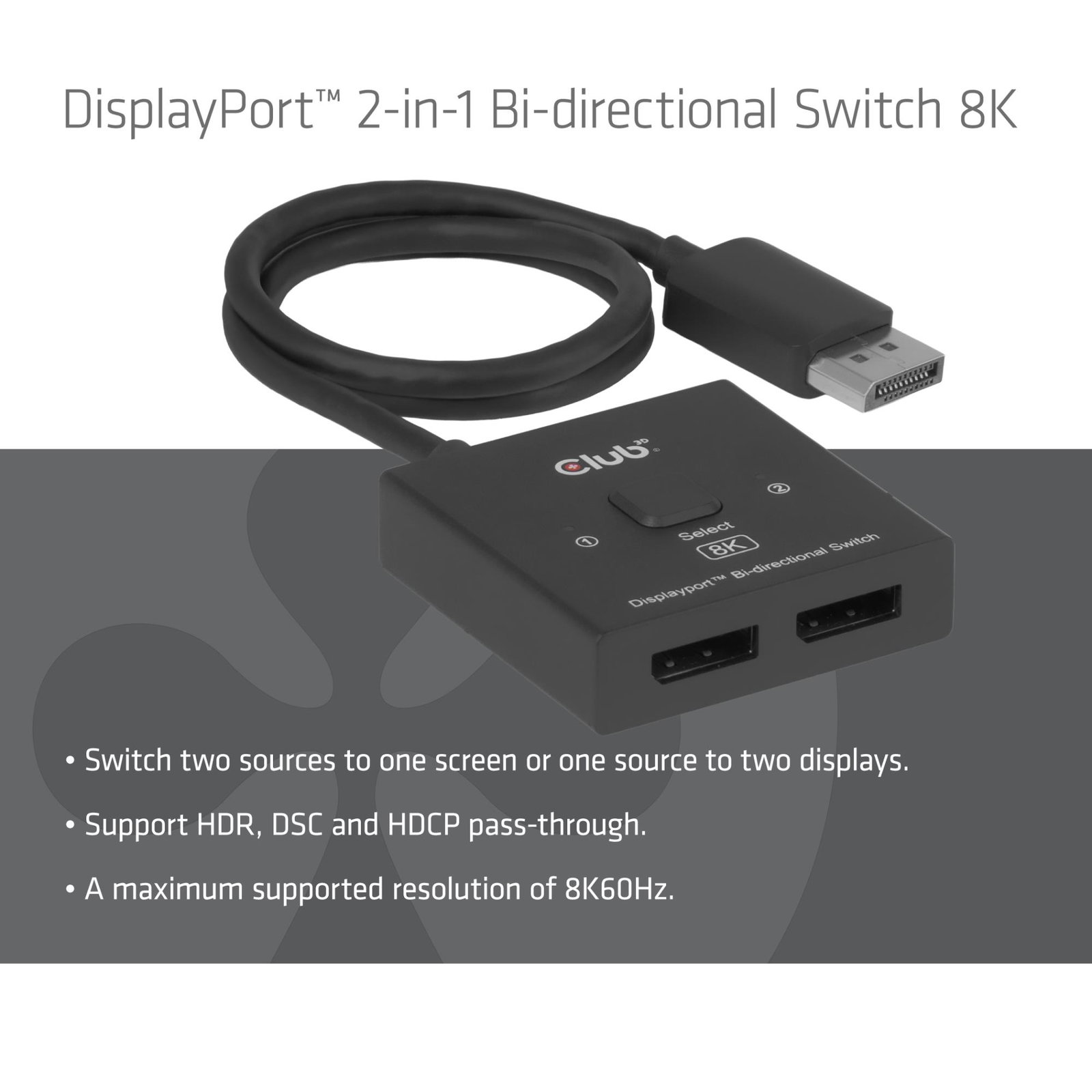 VIDEO SWITCH DP 2IN-1/CSV-1009 CLUB3D