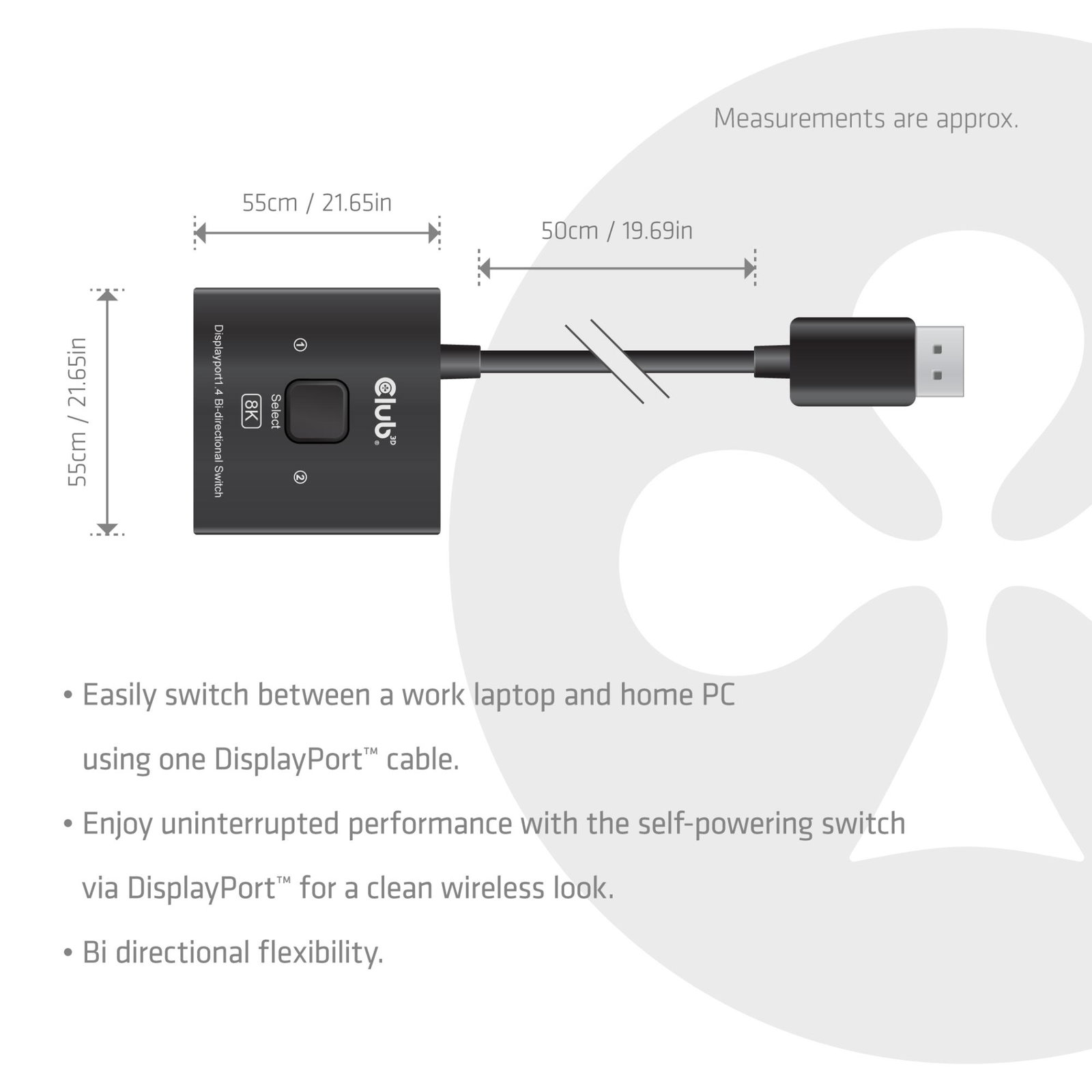 VIDEO SWITCH DP 2IN-1/CSV-1009 CLUB3D