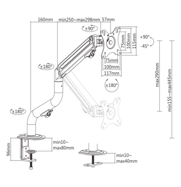 DISPLAY ACC MOUNTING ARM/17-32 MA-DA1-02 GEMBIRD