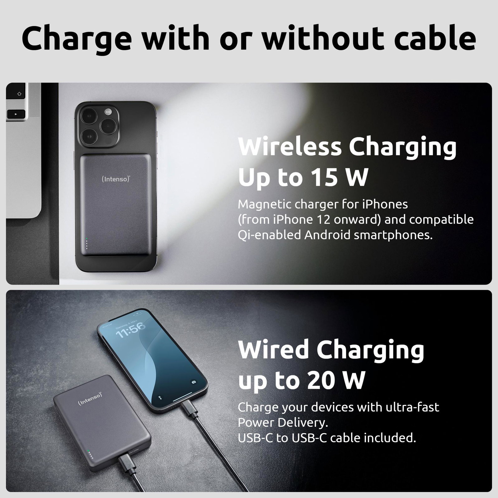 POWER BANK USB 10000MAH MAG/GREY 7344034 INTENSO