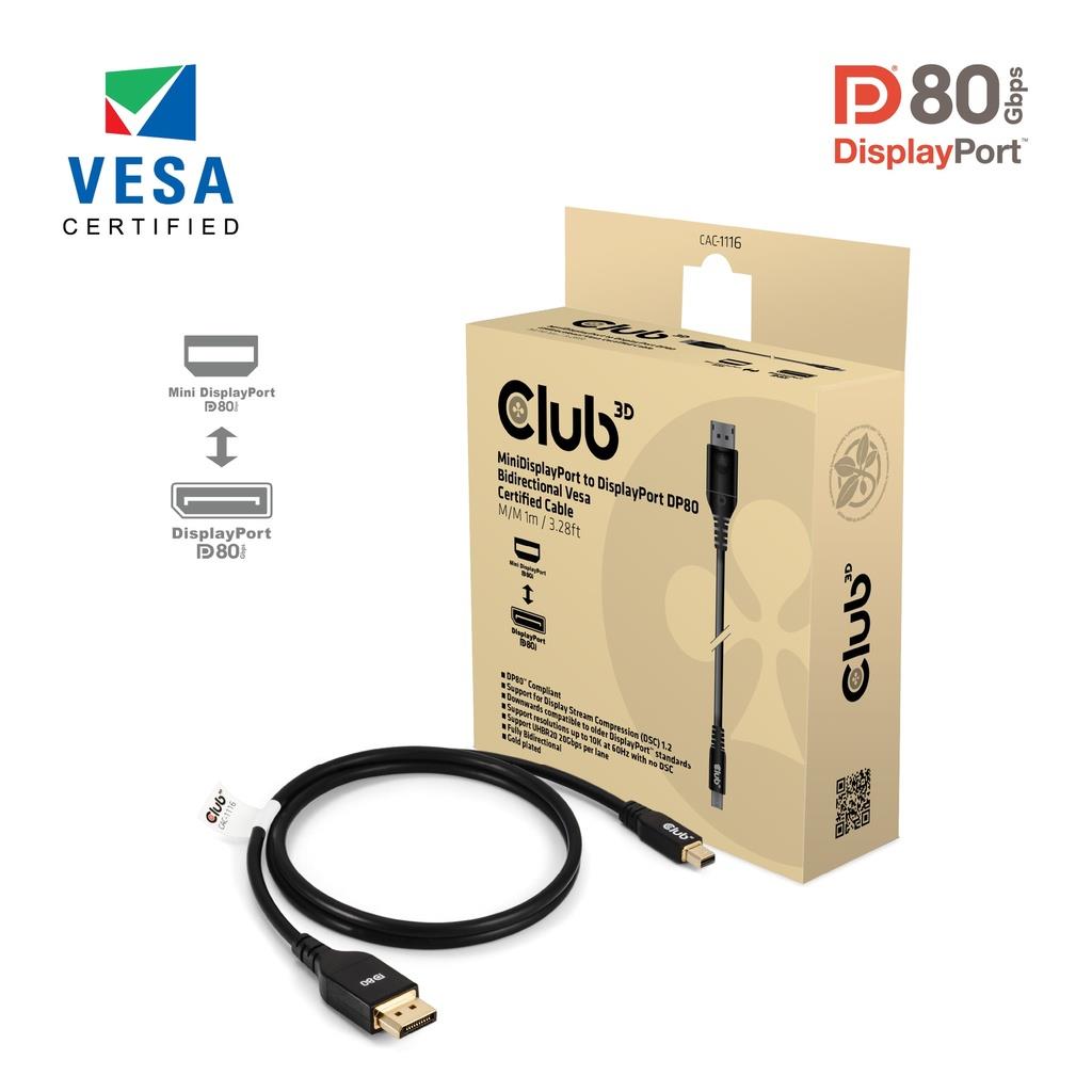CABLE MINI DP TO DP 1M/M/M CAC-1116 CLUB3D