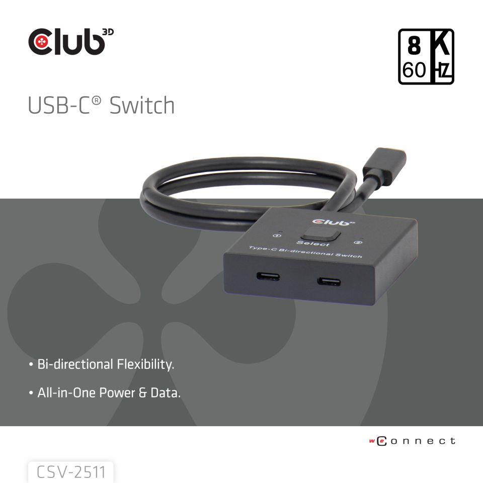 VIDEO SWITCH USB-C 2PORT/CSV-2511 CLUB3D