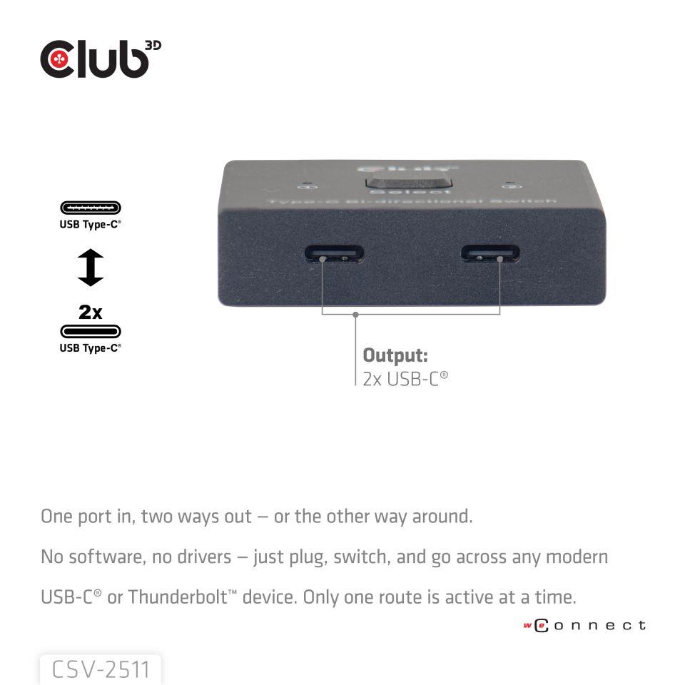 VIDEO SWITCH USB-C 2PORT/CSV-2511 CLUB3D