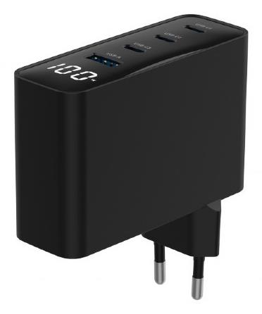CHARGER USB 100W 4PORT GAN/TA-UC-PDQC100LCD-01-BK GEMBIRD