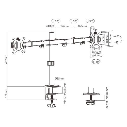 DISPLAY ACC MOUNTING ARM/17-32 MA-D2-01 GEMBIRD