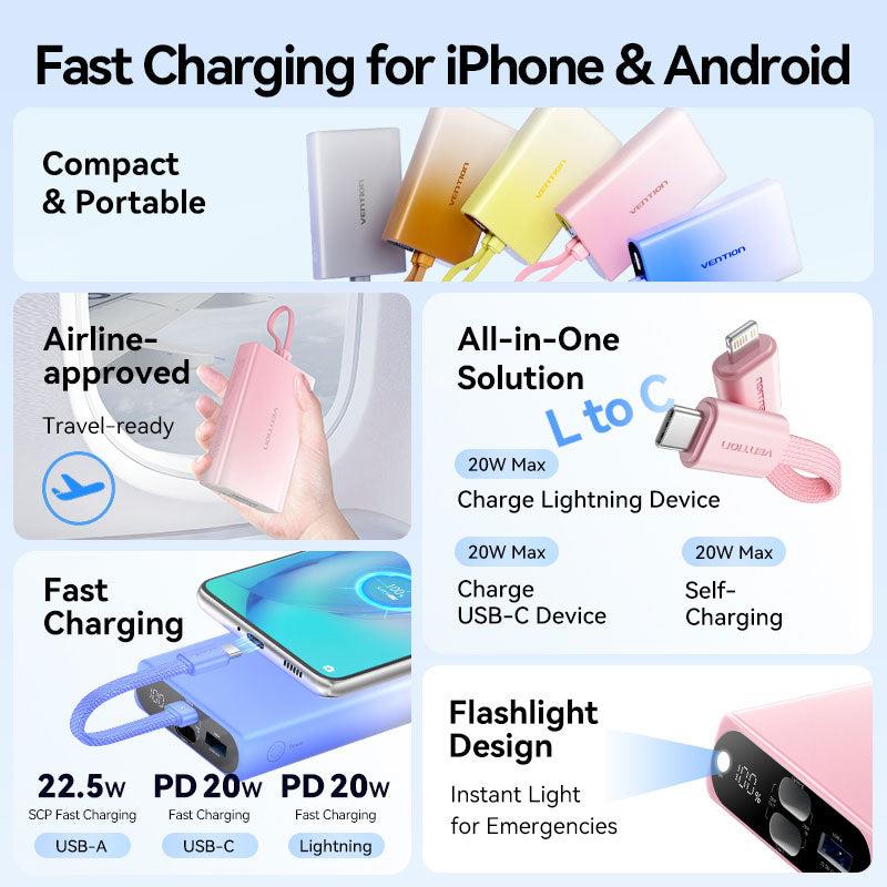POWER BANK USB 10000MAH 22.5W/BLUE FHZL0 VENTION