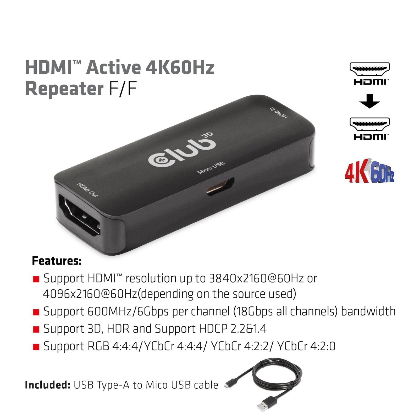 I/O ADAPTER HDMI TO USB/F/F CAC-1307 CLUB3D