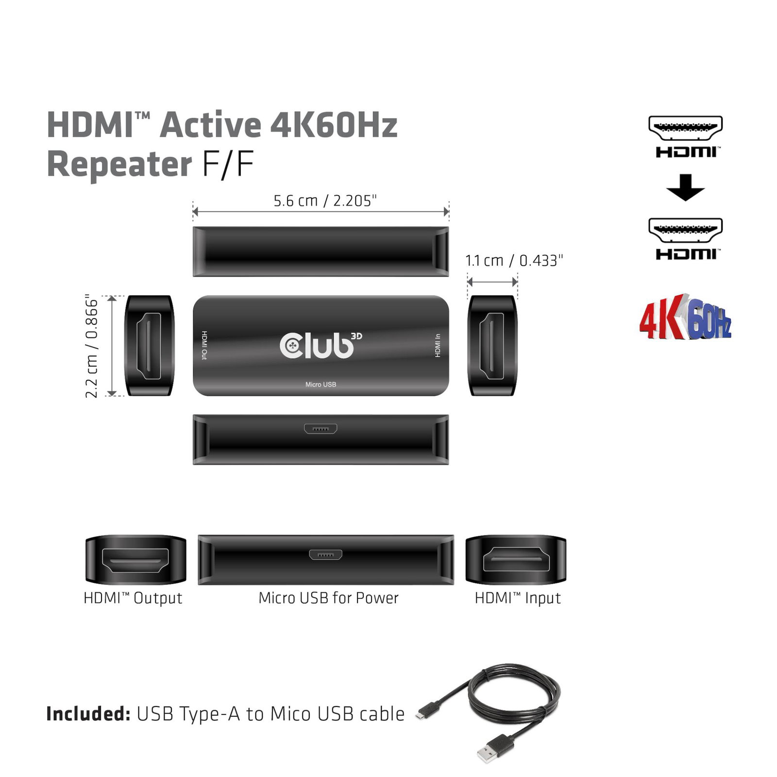 I/O ADAPTER HDMI TO USB/F/F CAC-1307 CLUB3D