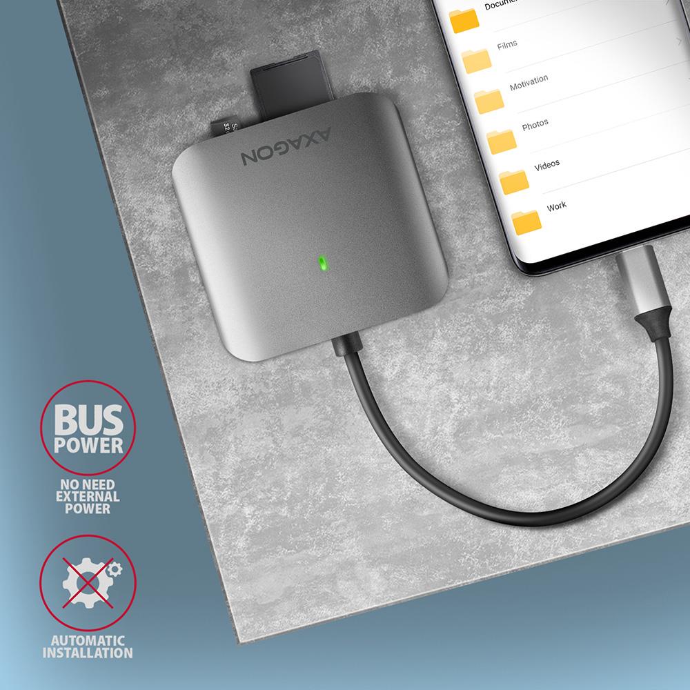 MEMORY READER USB-C 3-SLOT/SD/MICROSD/CF CRE-S3C AXAGON