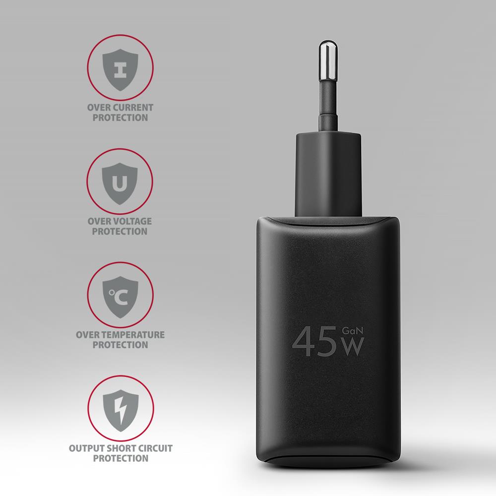 MOBILE CHARGER WALL USB 45W/GAN 2PORT ACU-PQ45 AXAGON