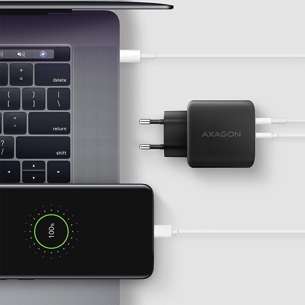MOBILE CHARGER WALL USB 45W/GAN 2PORT ACU-PQ45 AXAGON