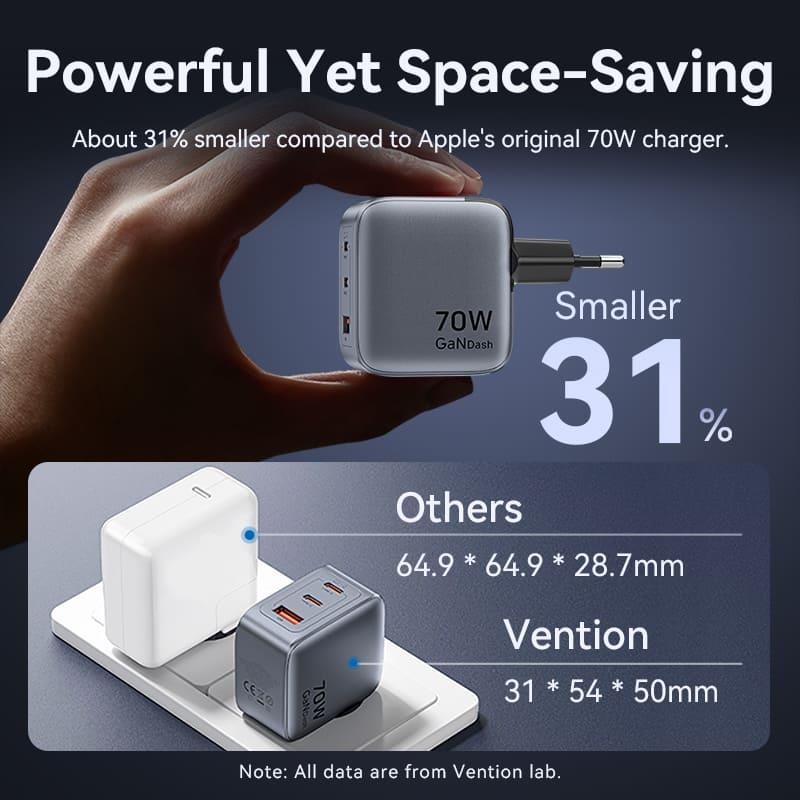 MOBILE CHARGER WALL 3PORT/70W FEXH0-EU VENTION