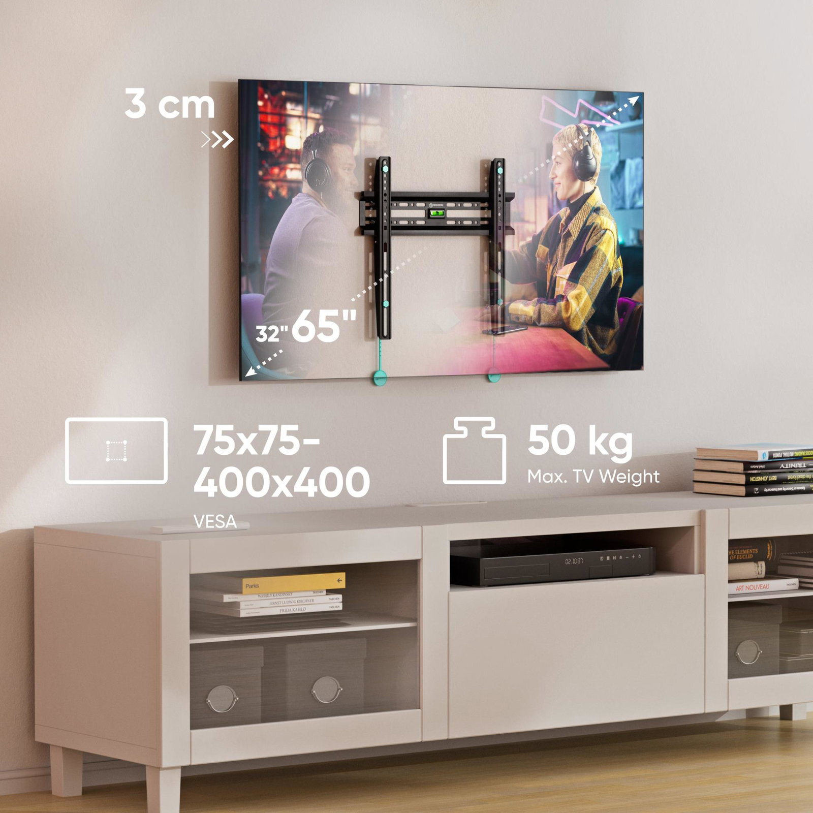 TV SET ACC WALL MOUNT /32-65/BLACK FM2-B ONKRON
