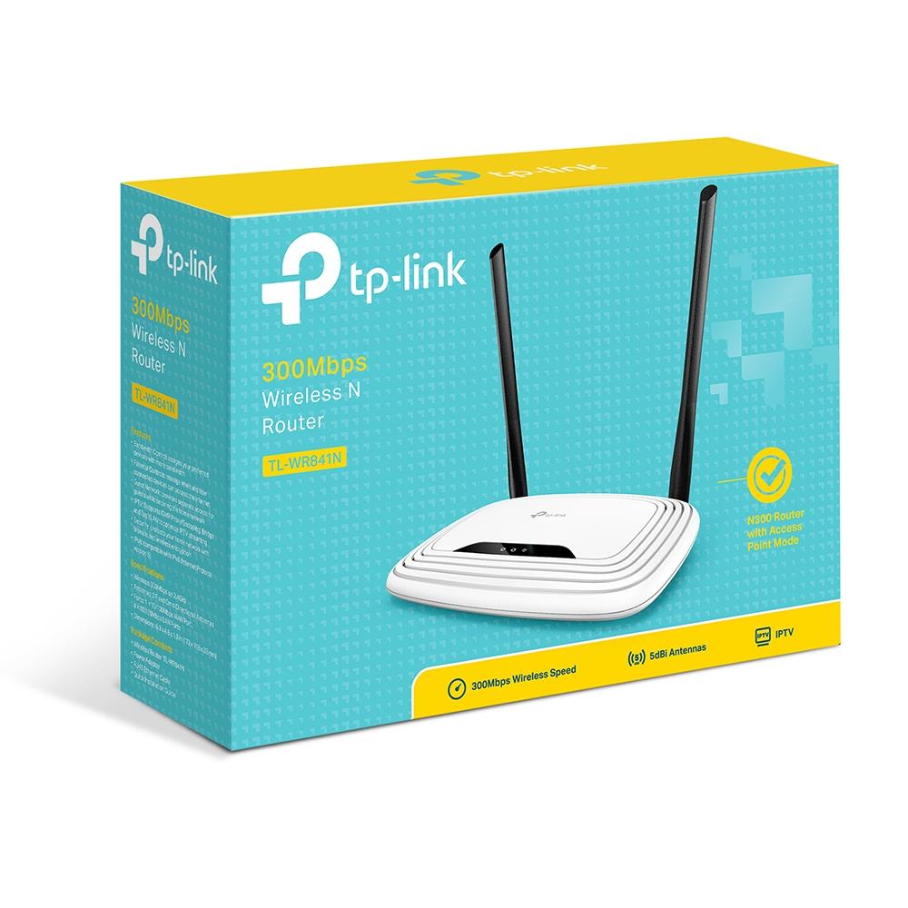 Wireless Router TP-LINK TL-WR841N Wi-Fi 4 (802.11n) Data speed 300 Mbit/s Ethernet WAN Yes WAN connection type RJ-45 Ethernet LAN Yes 4xLAN ports TL-WR841N