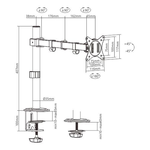 DISPLAY ACC MOUNTING ARM/17-32 MA-D1-01 GEMBIRD