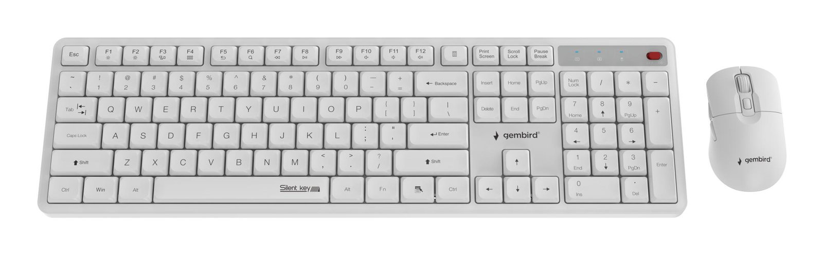 KEYBOARD +MOUSE WRL ENG/WHITE KBS-WMS-01-W GEMBIRD