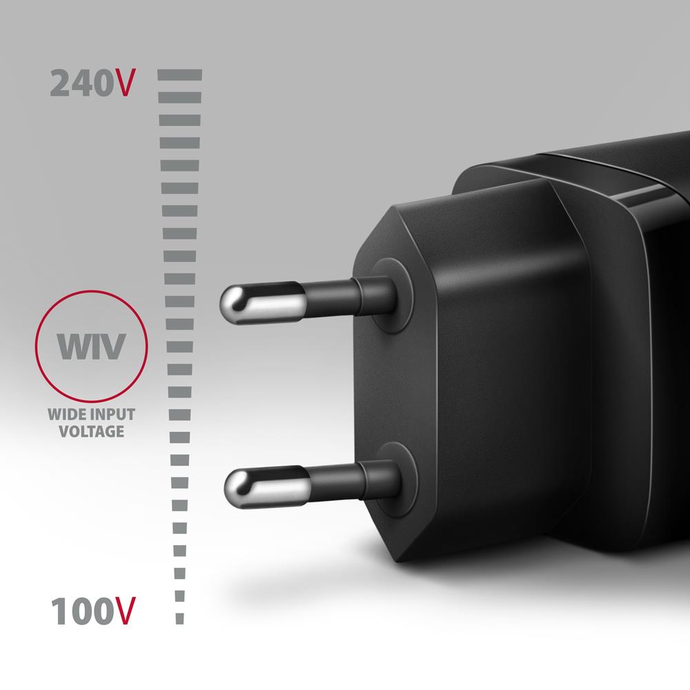 MOBILE CHARGER WALL USB 30W/2PORT BLACK ACU-PQ30 AXAGON