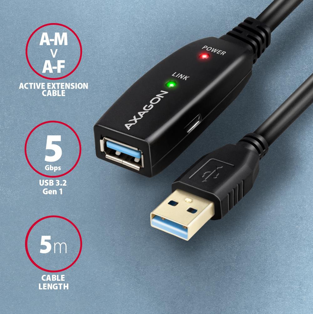 CABLE USB3.2 A-M/A-F ACTIVE/5M ADR-305 AXAGON