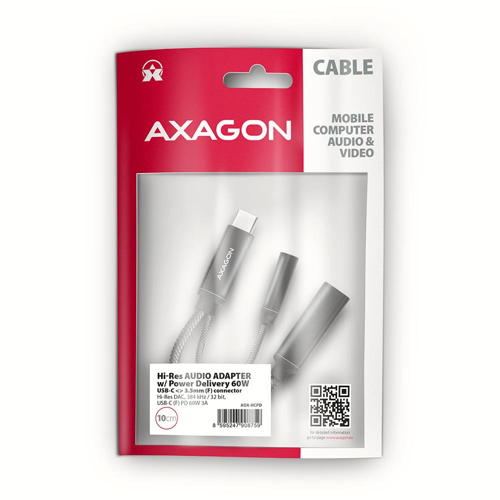 SOUND CARD ADAPTER USB-C/3.5MM/HI-RES DAC ADA-HCPD AXAGON