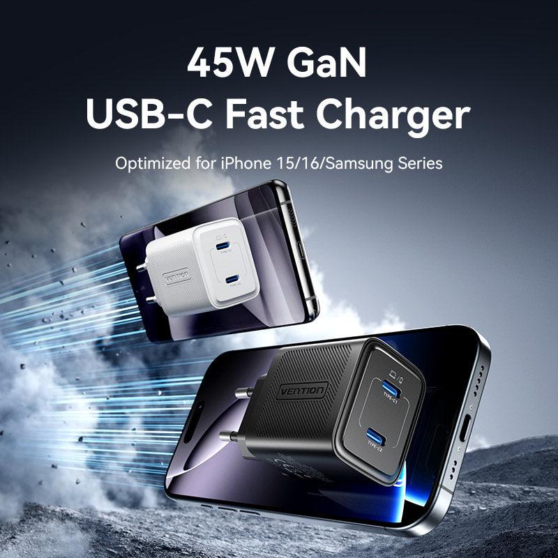 MOBILE CHARGER WALL 45W USB-C/2P WHITE FEFW0-EU VENTION