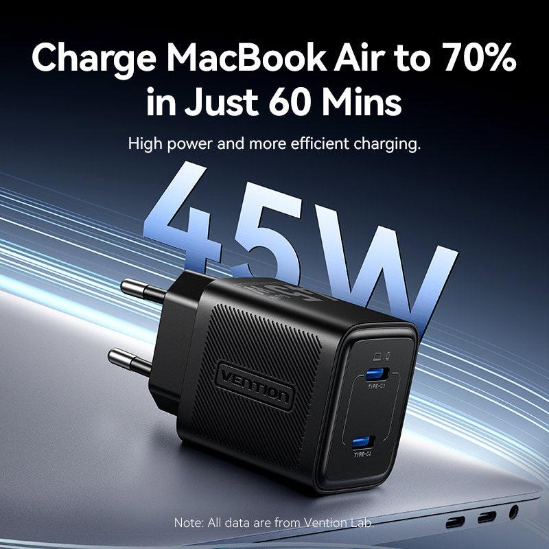 MOBILE CHARGER WALL 45W USB-C/2P WHITE FEFW0-EU VENTION