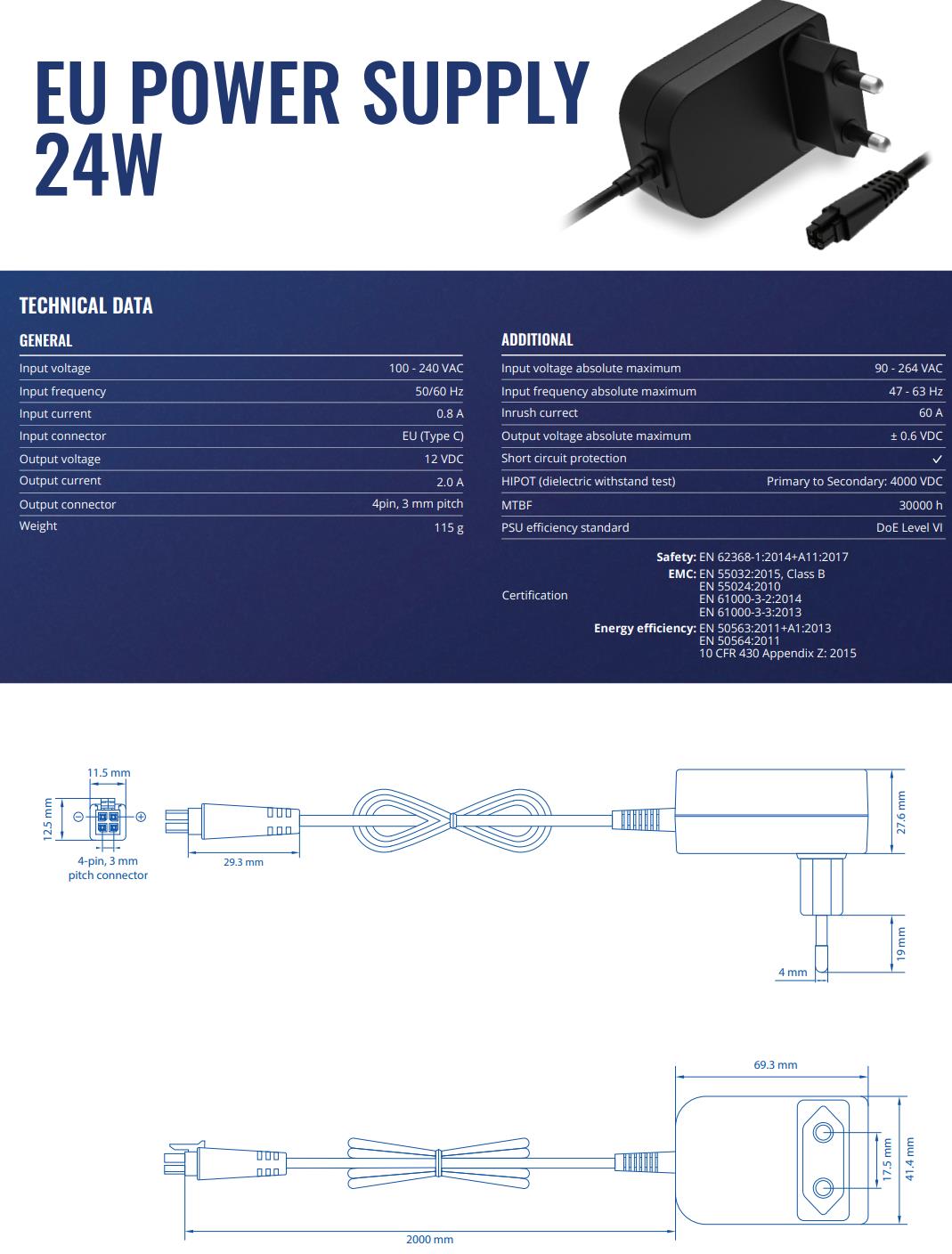 NET SWITCH ACC POWER SUPPLY/24W PR3P2EU3 TELTONIKA