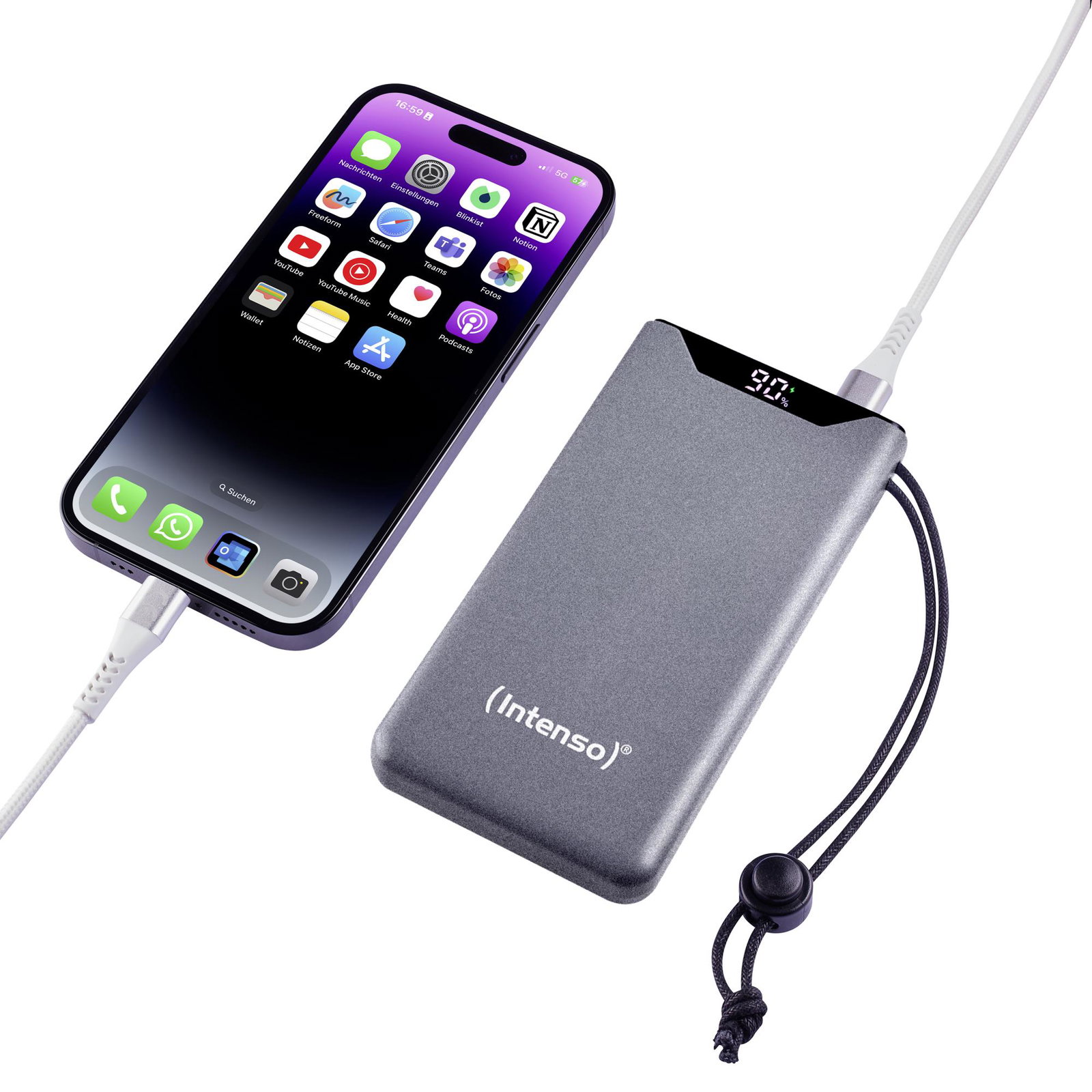 POWER BANK USB 10000MAH QC3.0/GREY 7332034 INTENSO