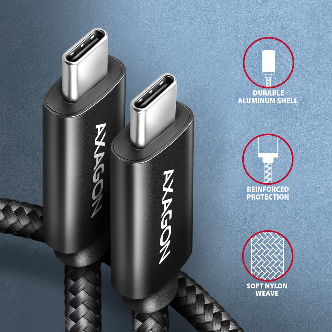 CABLE USB-C TO USB-C 0.5M 240W/8K BLACK BUCM4X-CM05AB AXAGON