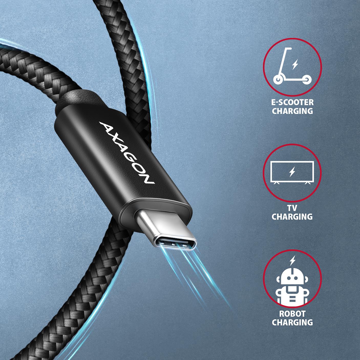 CABLE USB-C TO USB-C 0.5M 240W/8K BLACK BUCM4X-CM05AB AXAGON
