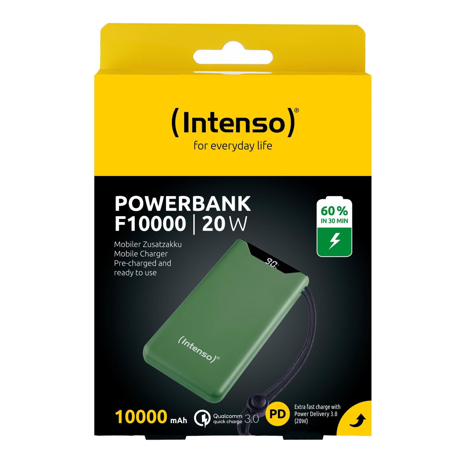 POWER BANK USB 10000MAH QC3.0/GREEN 7332037 INTENSO