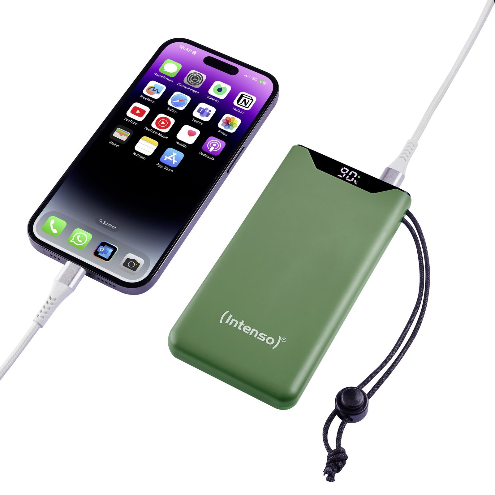 POWER BANK USB 10000MAH QC3.0/GREEN 7332037 INTENSO