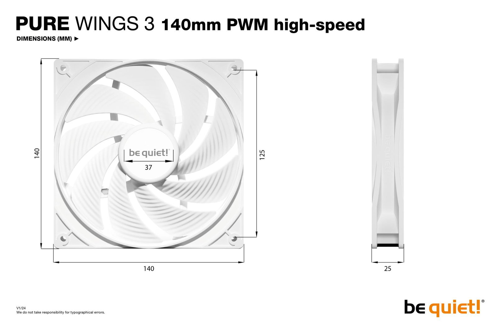 CASE FAN 140MM PURE WINGS 3/WH PWM HIGH-SP BL113 BE QUIET