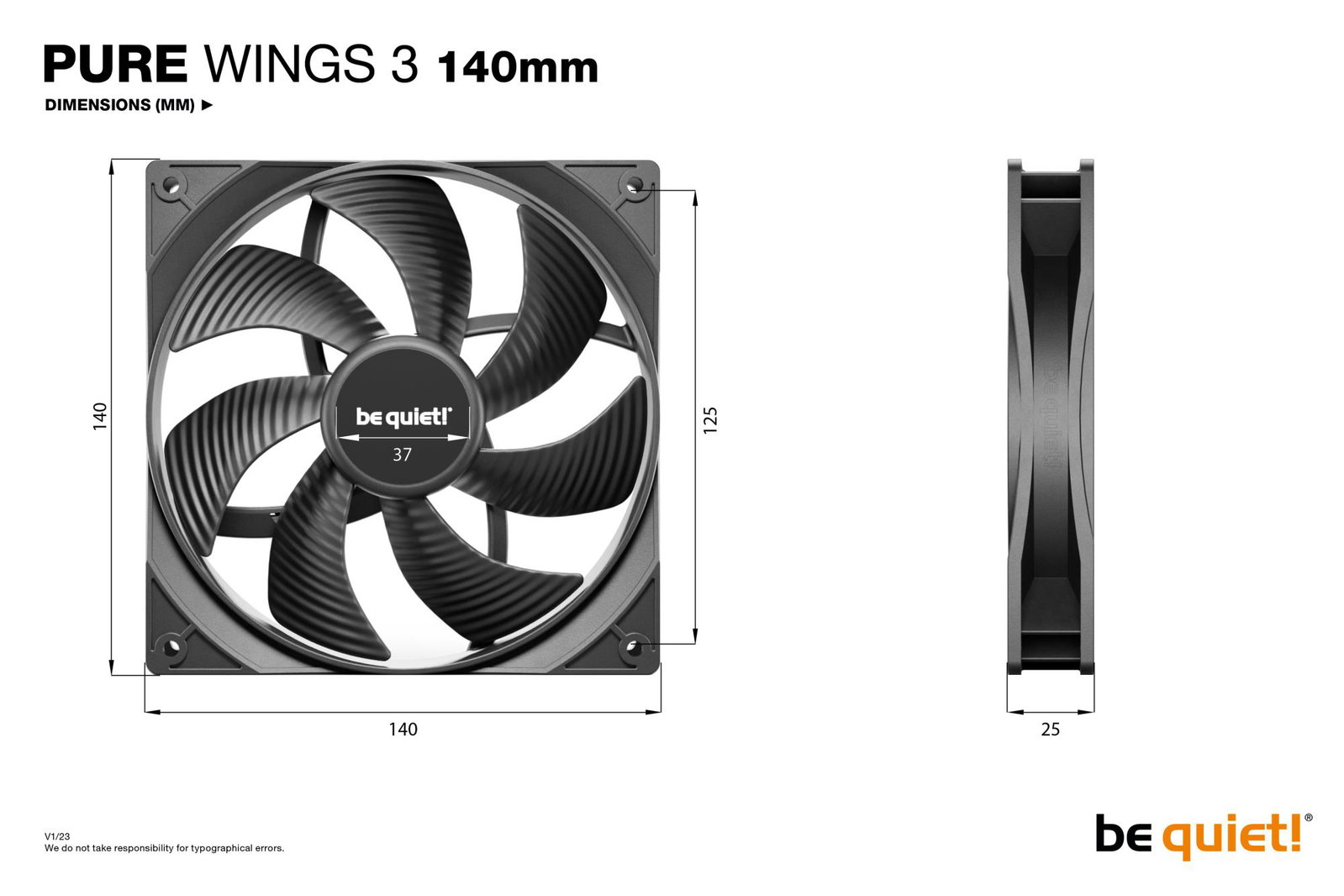 CASE FAN 140MM PURE WINGS 3/BL107 BE QUIET