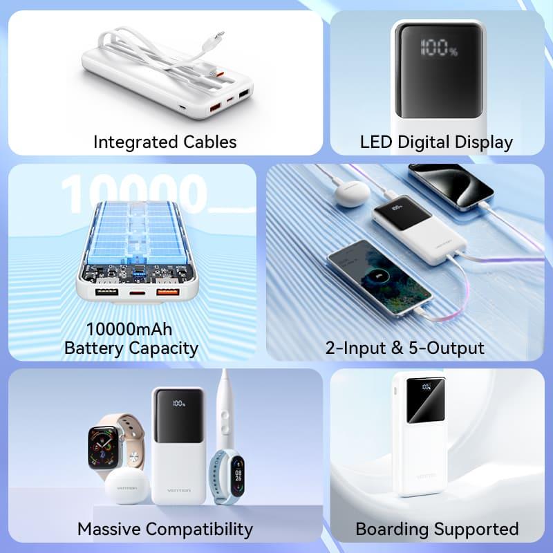 POWER BANK USB 10000MAH 22.5W/WHITE FHOW0 VENTION
