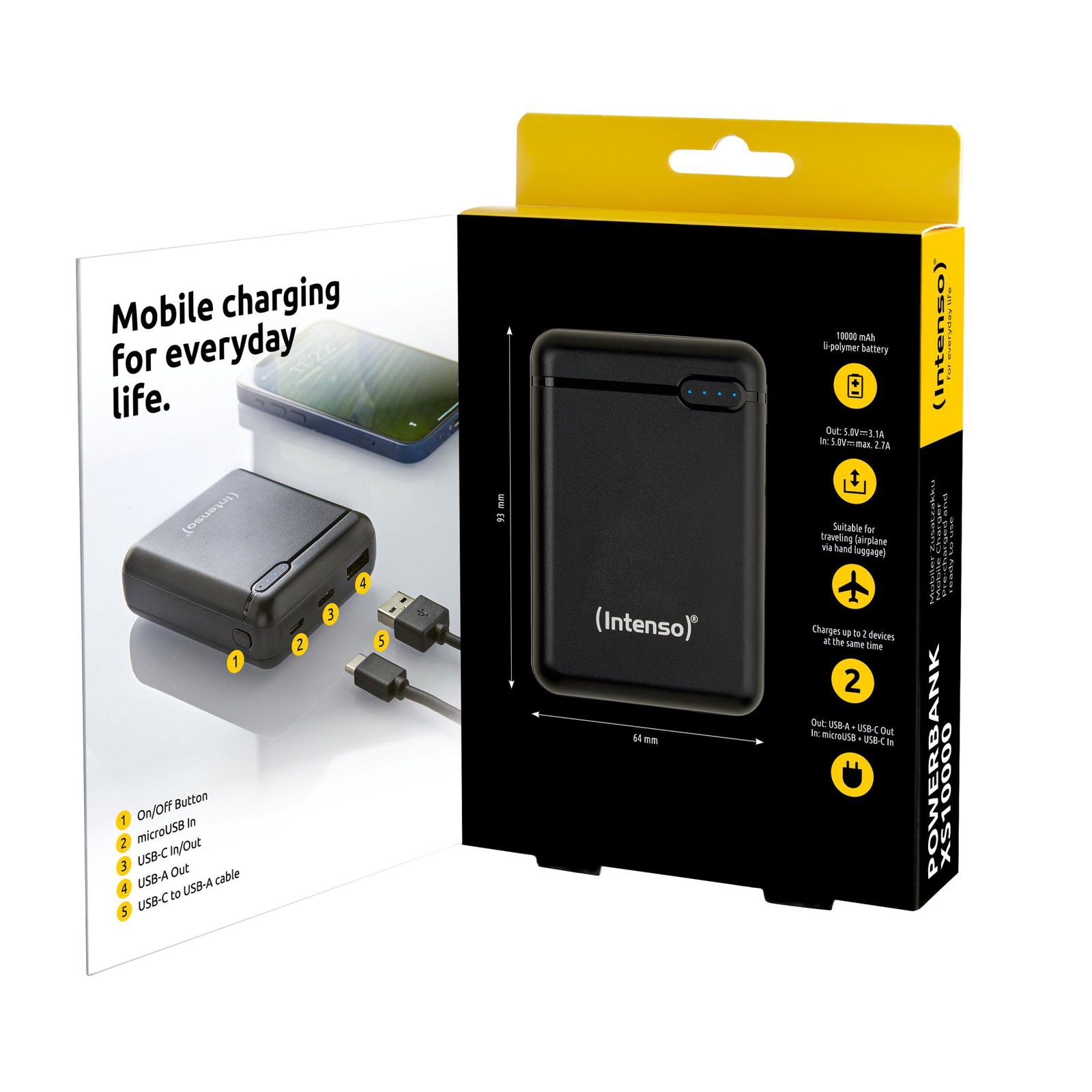 POWER BANK USB 10000MAH/BLACK XS10000 INTENSO