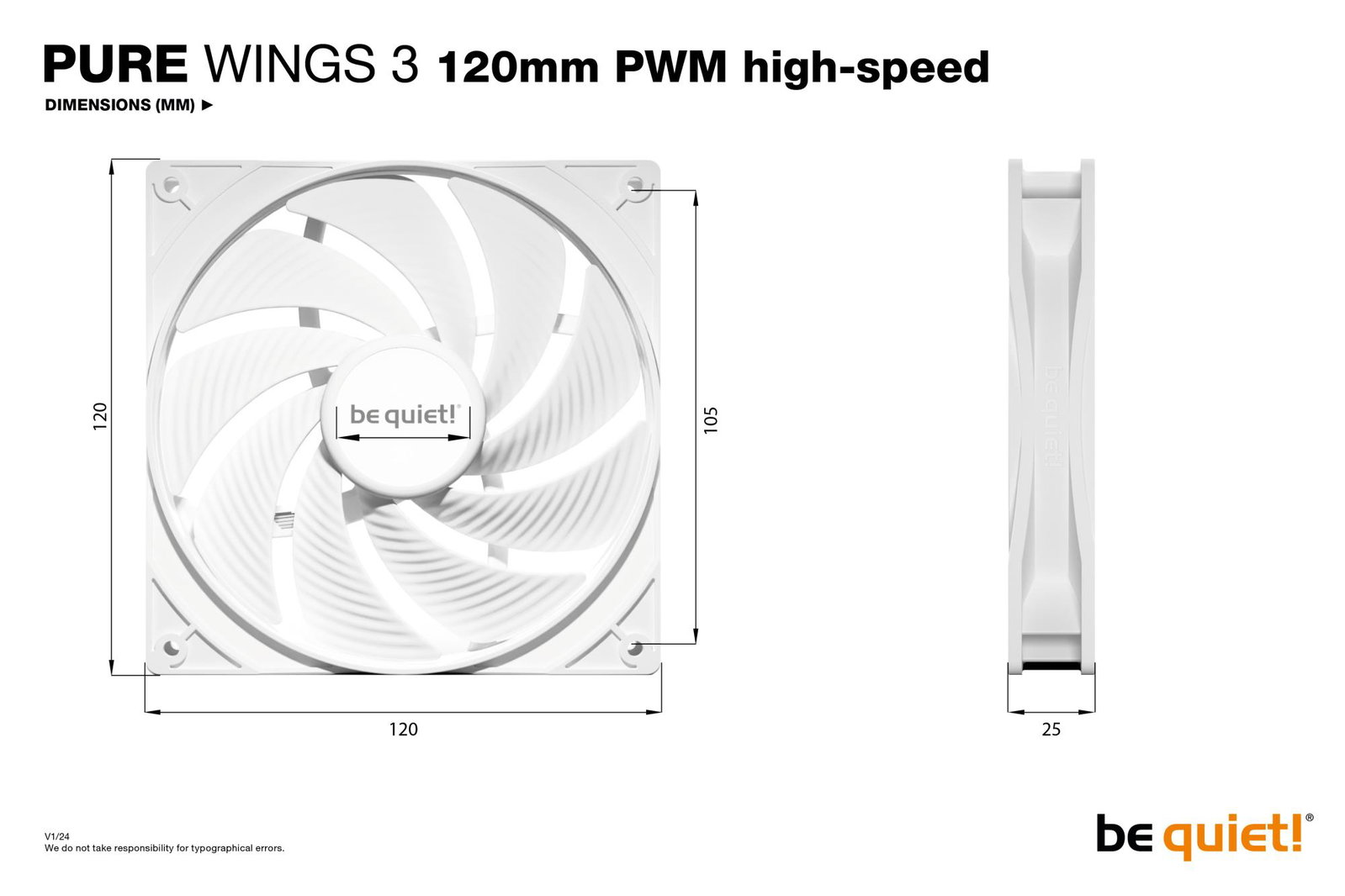CASE FAN 120MM PURE WINGS 3/WH PWM HIGH-SP BL111 BE QUIET