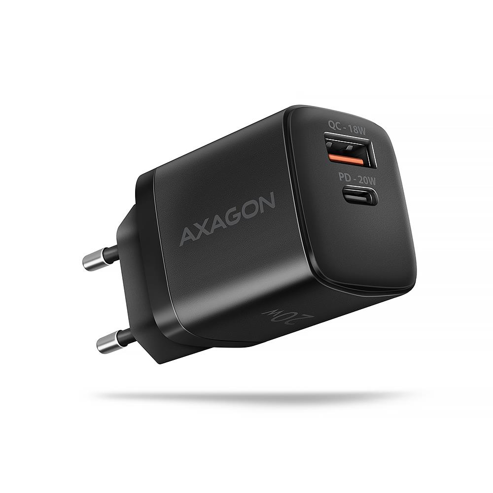 MOBILE CHARGER WALL USB 20W/2PORT BLACK ACU-PQ20 AXAGON