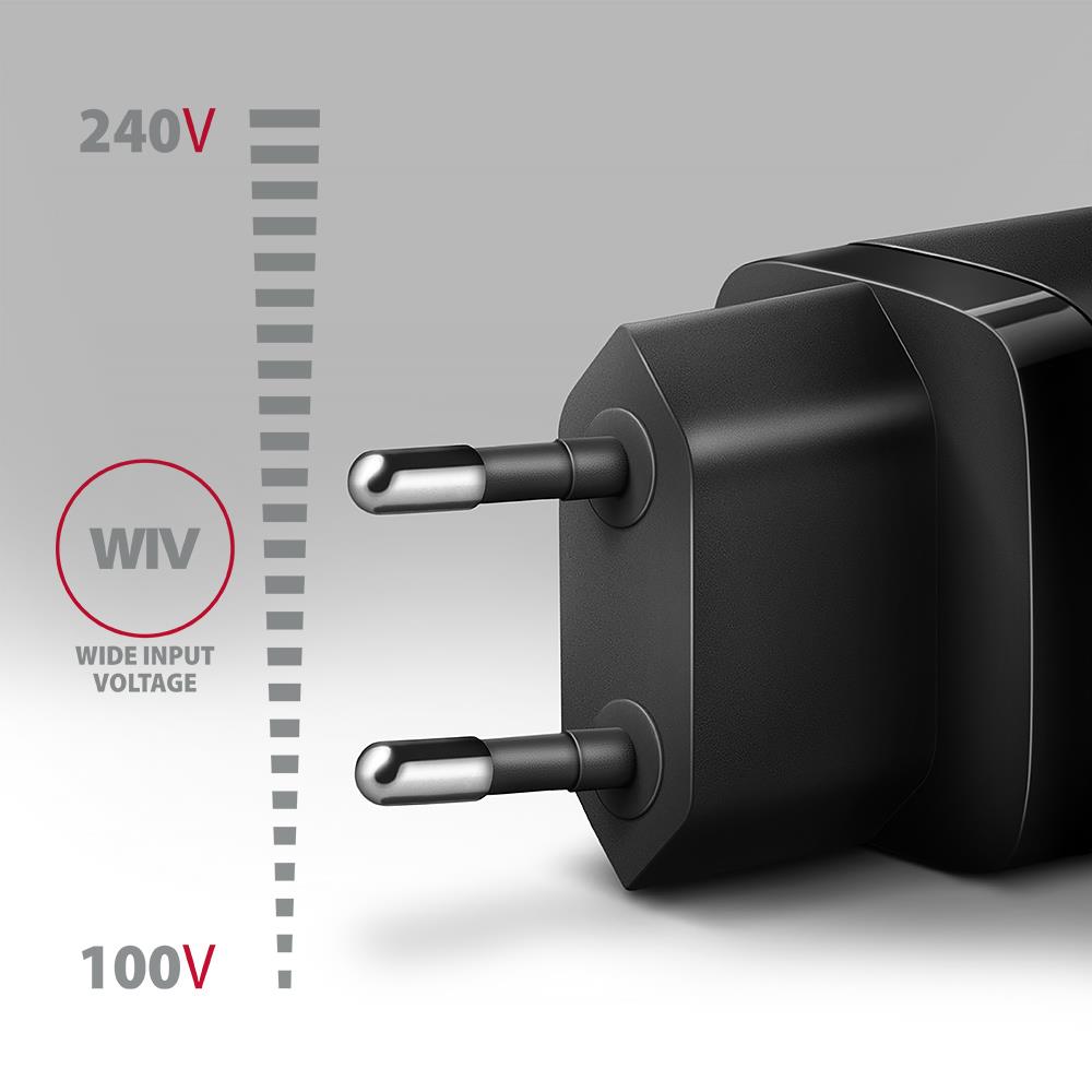 MOBILE CHARGER WALL USB 20W/2PORT BLACK ACU-PQ20 AXAGON